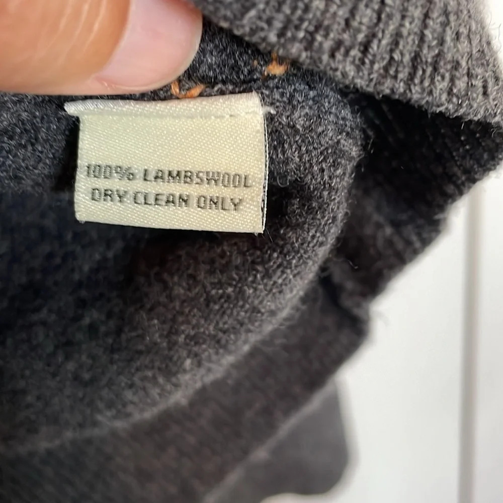 100% Lambs Wool Argyle Pull Over 1/4 Zip Sweater Gray Men's Donald Ross - Picture 4 of 10